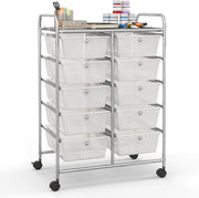 10 Drawer Rolling Storage Cart Utility Organizer Trolley Lockable Wheels