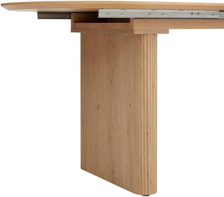 Extending Natural Wooden Dining Table 6 Seater Oval Modern Space Saving