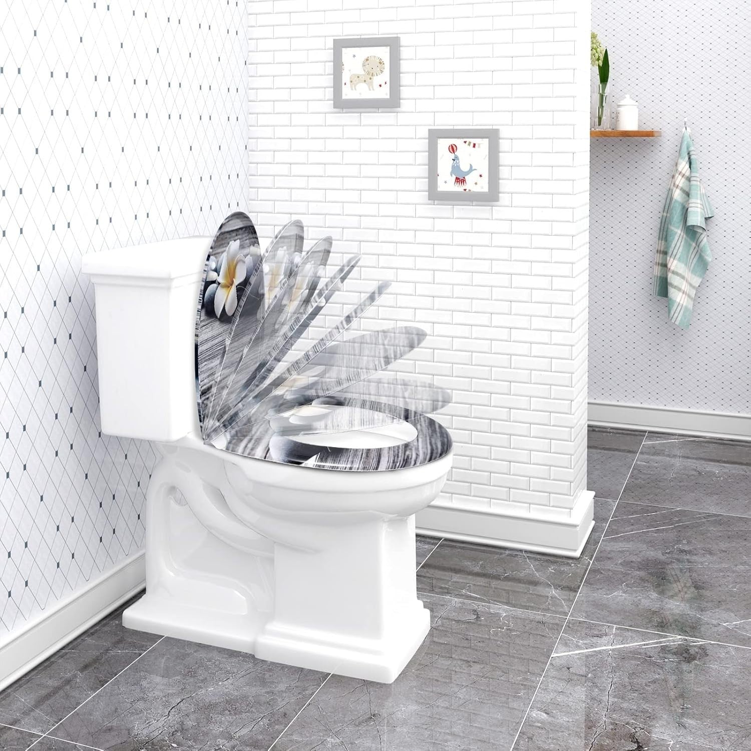 Premium Soft Close Toilet Seat O-Shape Duroplast Adjustable Hinges Plum 45x37cm