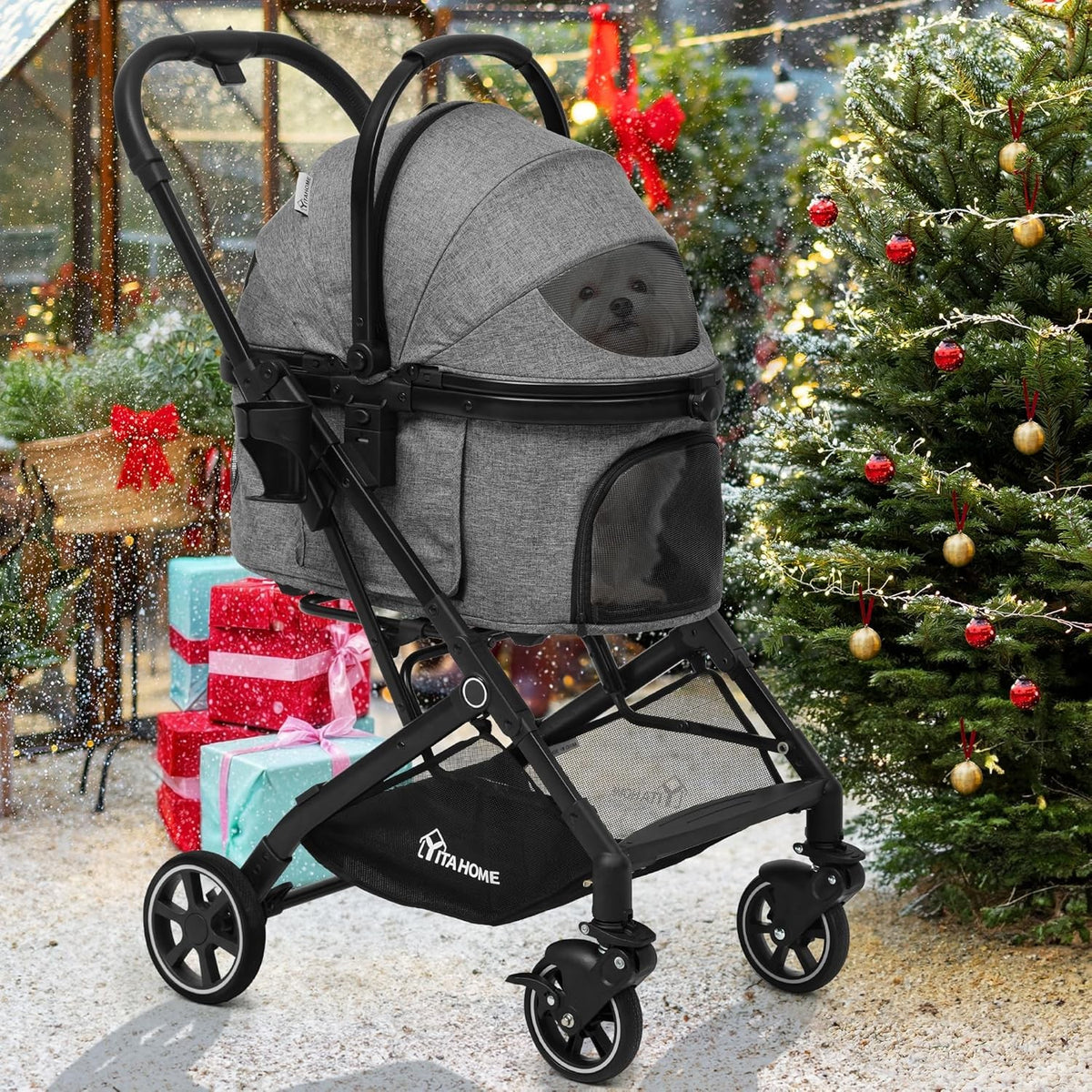 3 in 1 Dog Stroller Foldable Pet Pushchair Detachable Carrier Travel