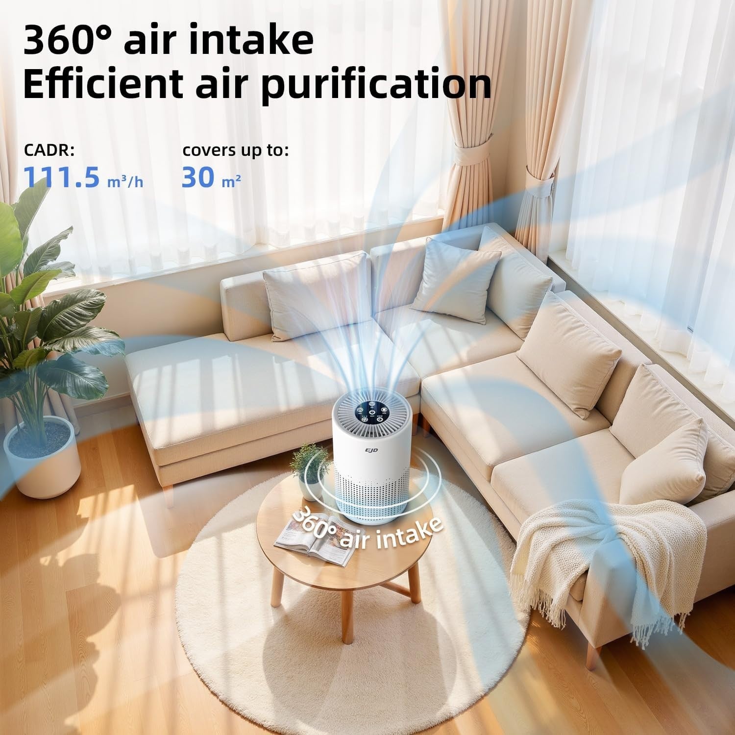 Quiet H13 HEPA Air Purifier Bedroom Home 12dB Sleep Mode Dust Pet Smoke