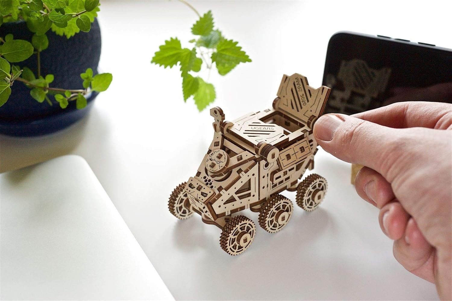 Wooden Mars Rover 3D Puzzle Kit – Mini Space Buggy DIY Model for Kids & Adults