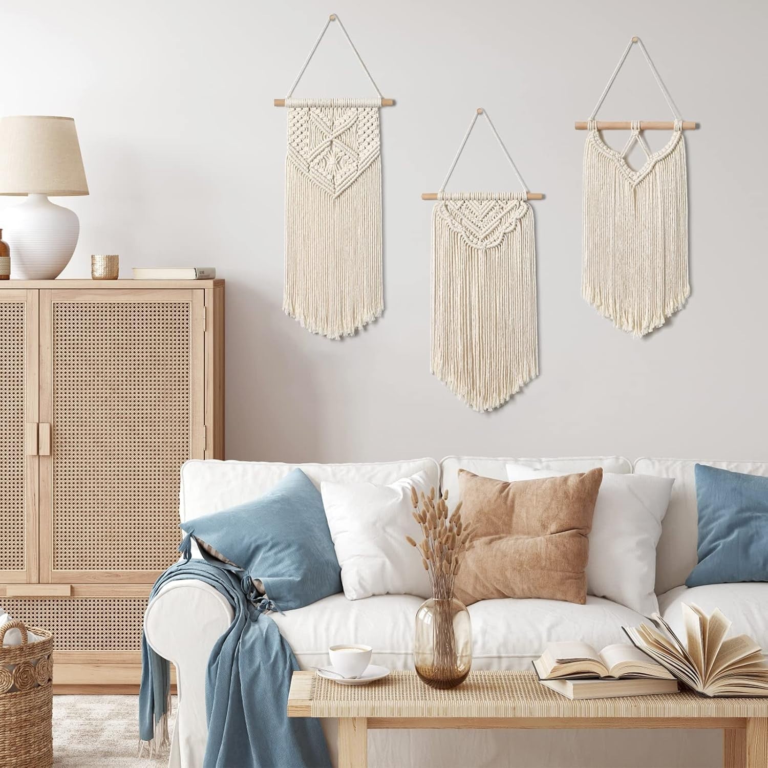 3pcs Boho Macrame Wall Hanging Cotton Woven Tapestry Decor