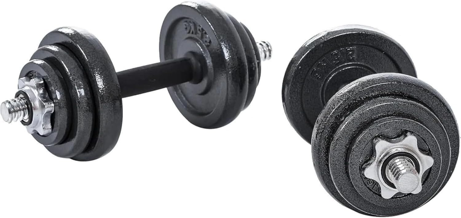 Adjustable Cast Iron Dumbbell Barbell Set 15kg–50kg Spinlock Home Gym