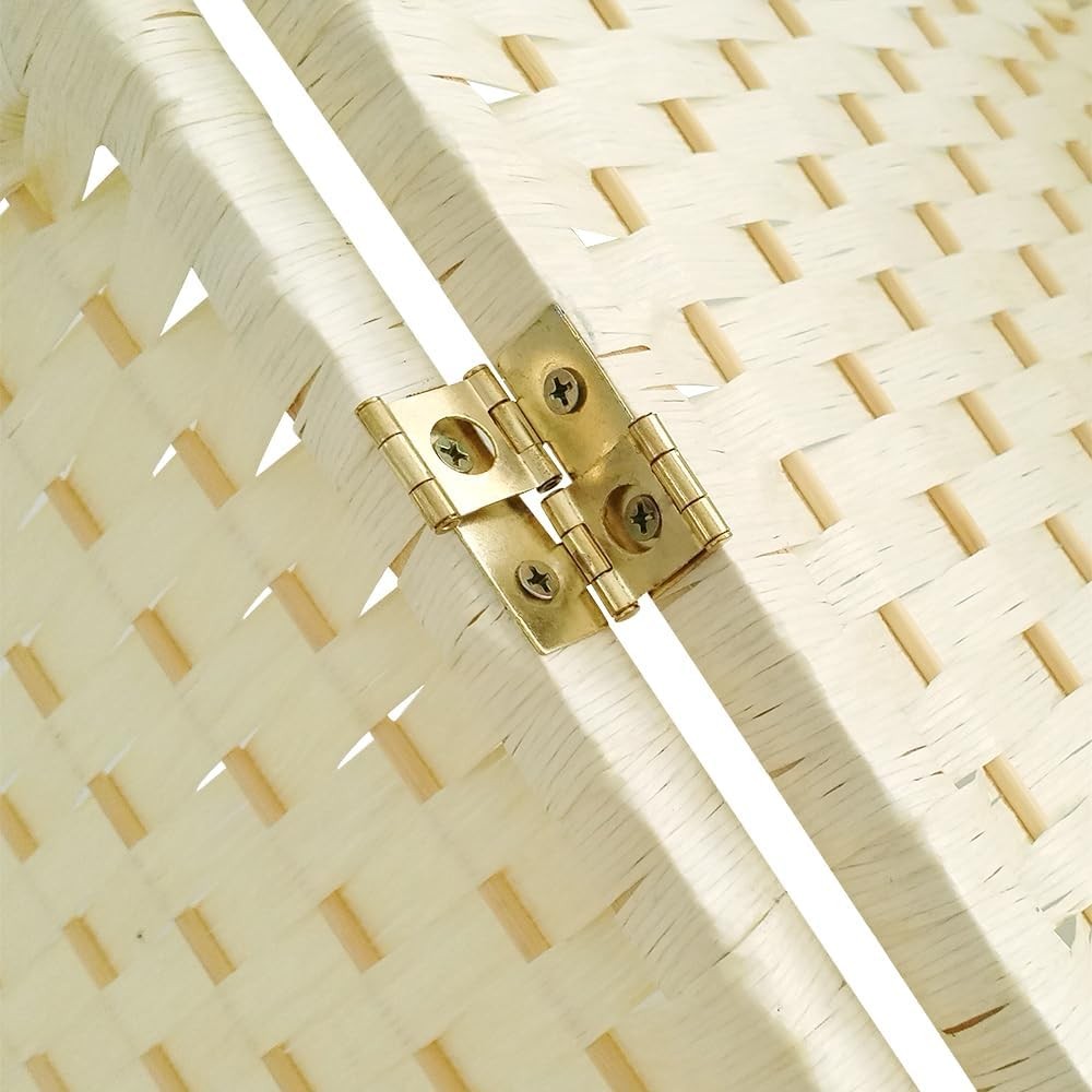 8 Panel Beige Wicker Folding Room Divider Handwoven Privacy Screen 180cm