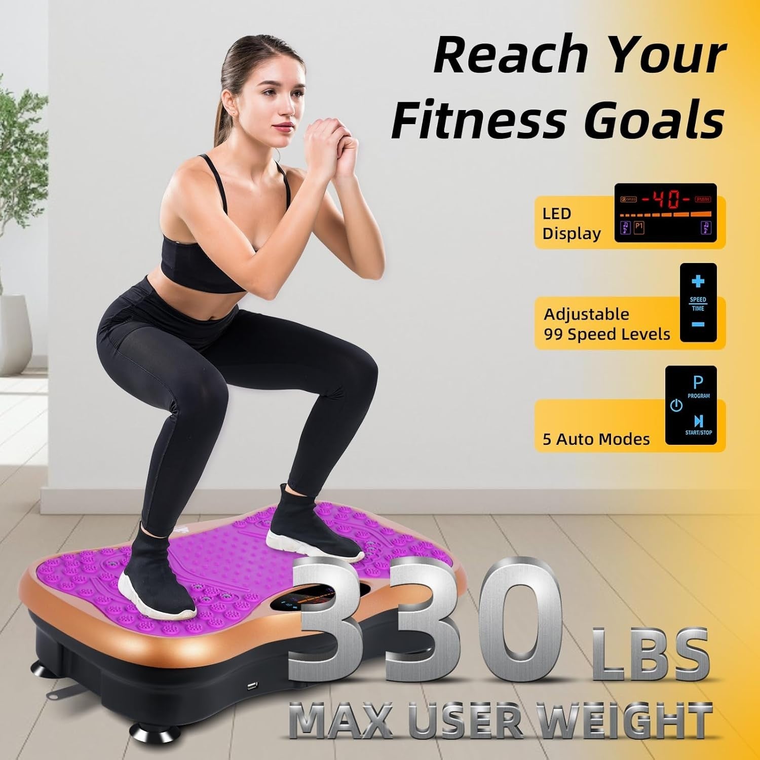 Bluetooth Vibration Plate Fitness Trainer 99 Speeds Home Body Toning