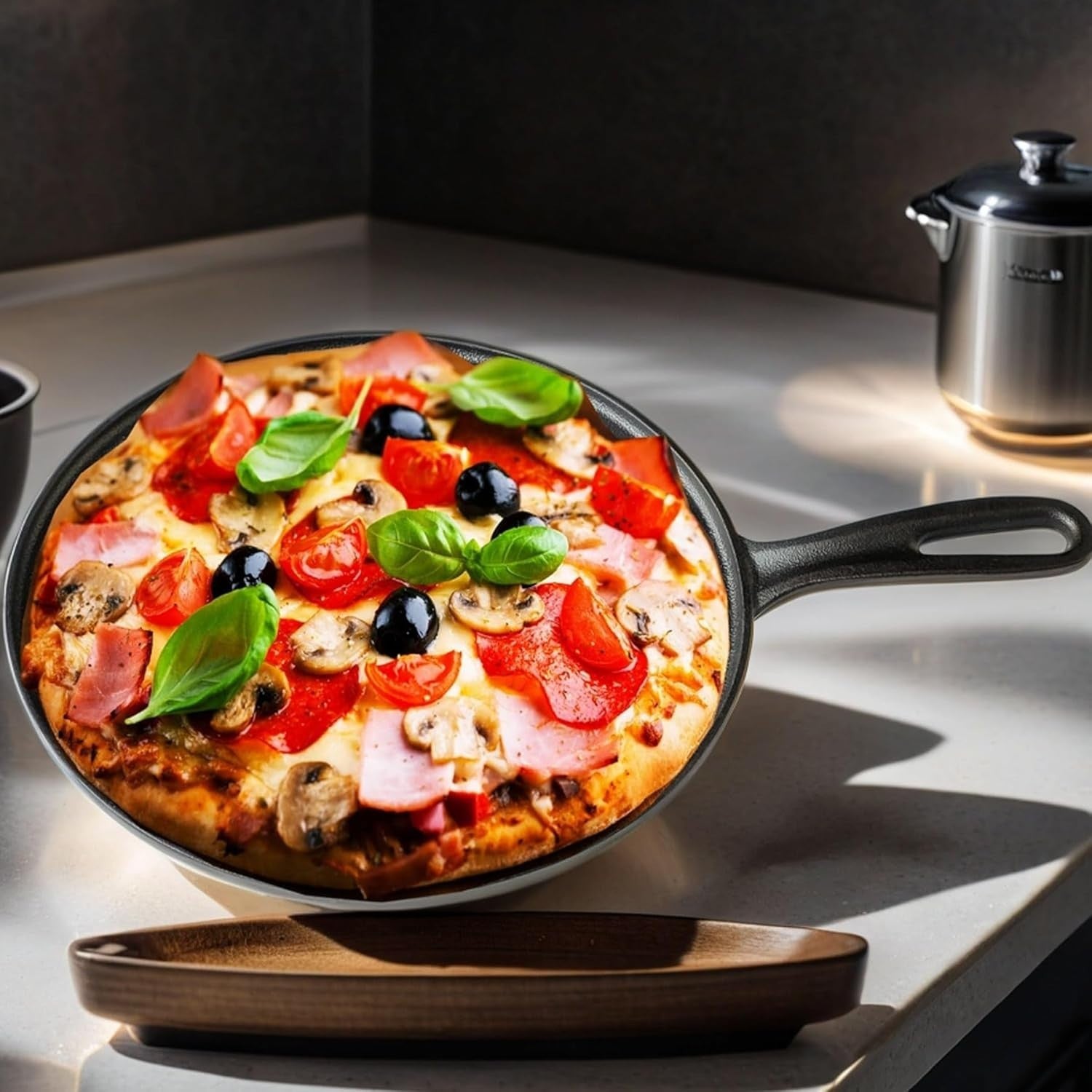 28 cm La Cuisine Pre-Seasoned Cast Iron Crepe & Roti Pan Induction Safe
