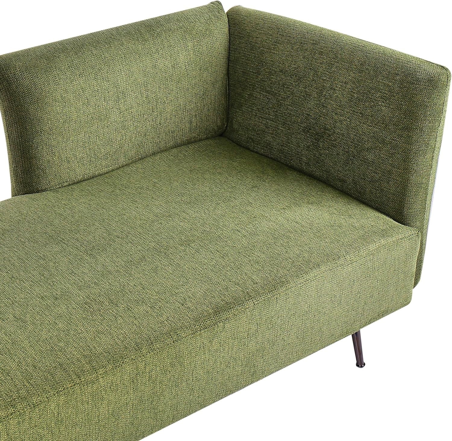 Green Chaise Lounge Sofa Modern | Cushions, Metal Legs, Compact & Comfy