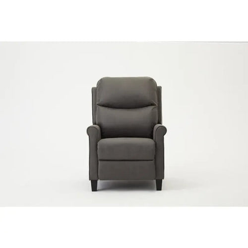 Recliner Armchair Grey Faux Leather High Back Push Back Lounge Chair