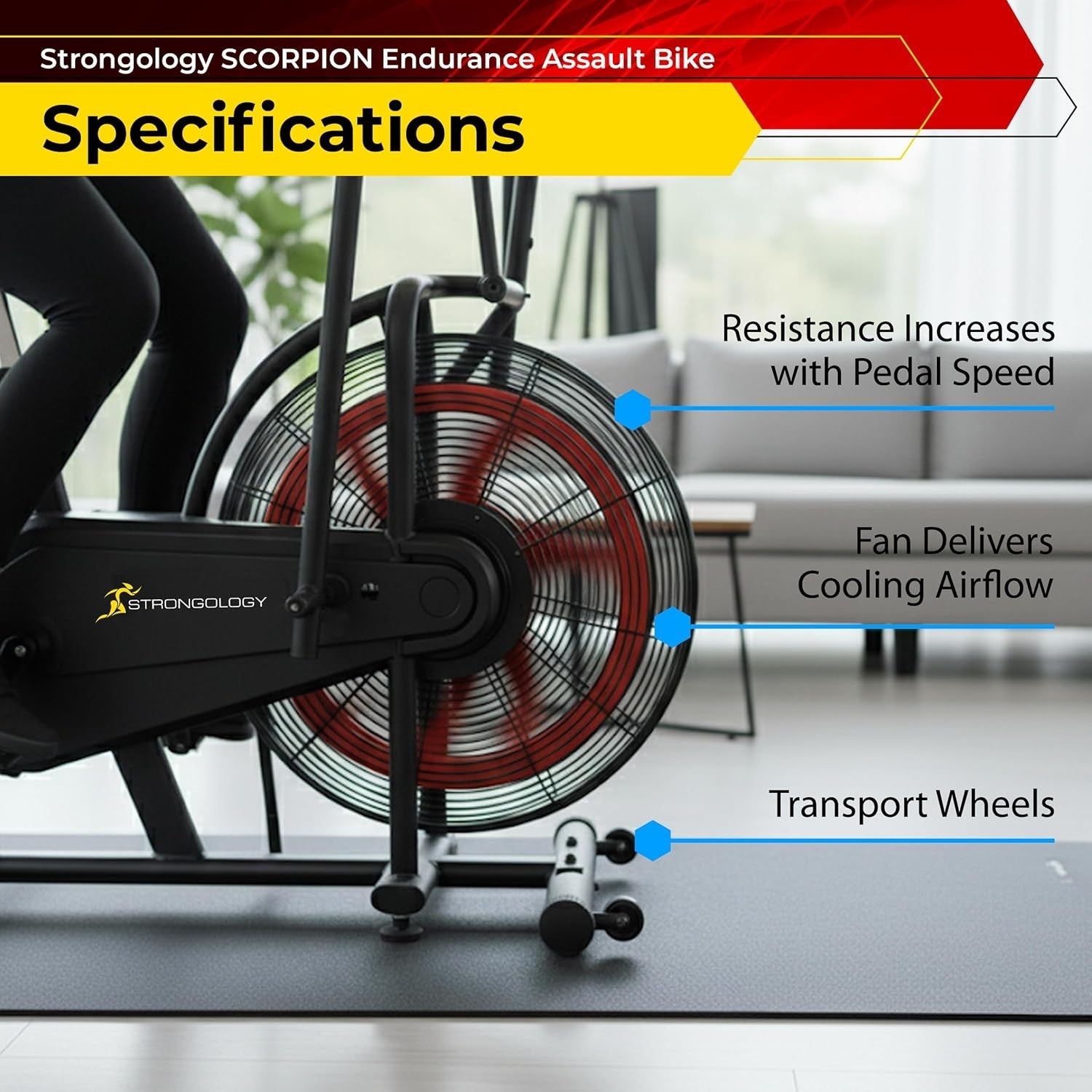Compact Assault Air Bike with Fan Resistance Full-Body Workout & LCD Display