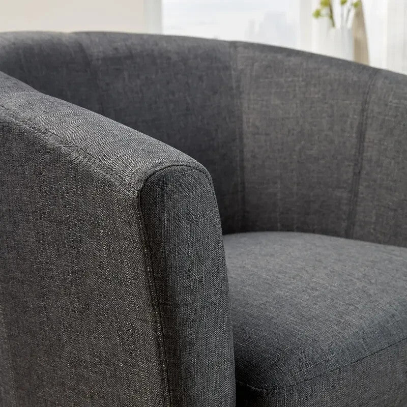 Dark Grey Fabric Tub Chair Padded Armchair w/ Wooden Legs Lounge Office