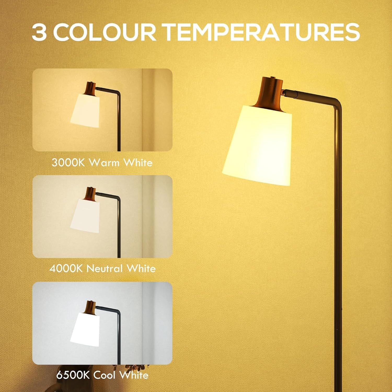 LED Floor Lamp Adjustable Head Dimmable Standing Light Modern Reading Lamp