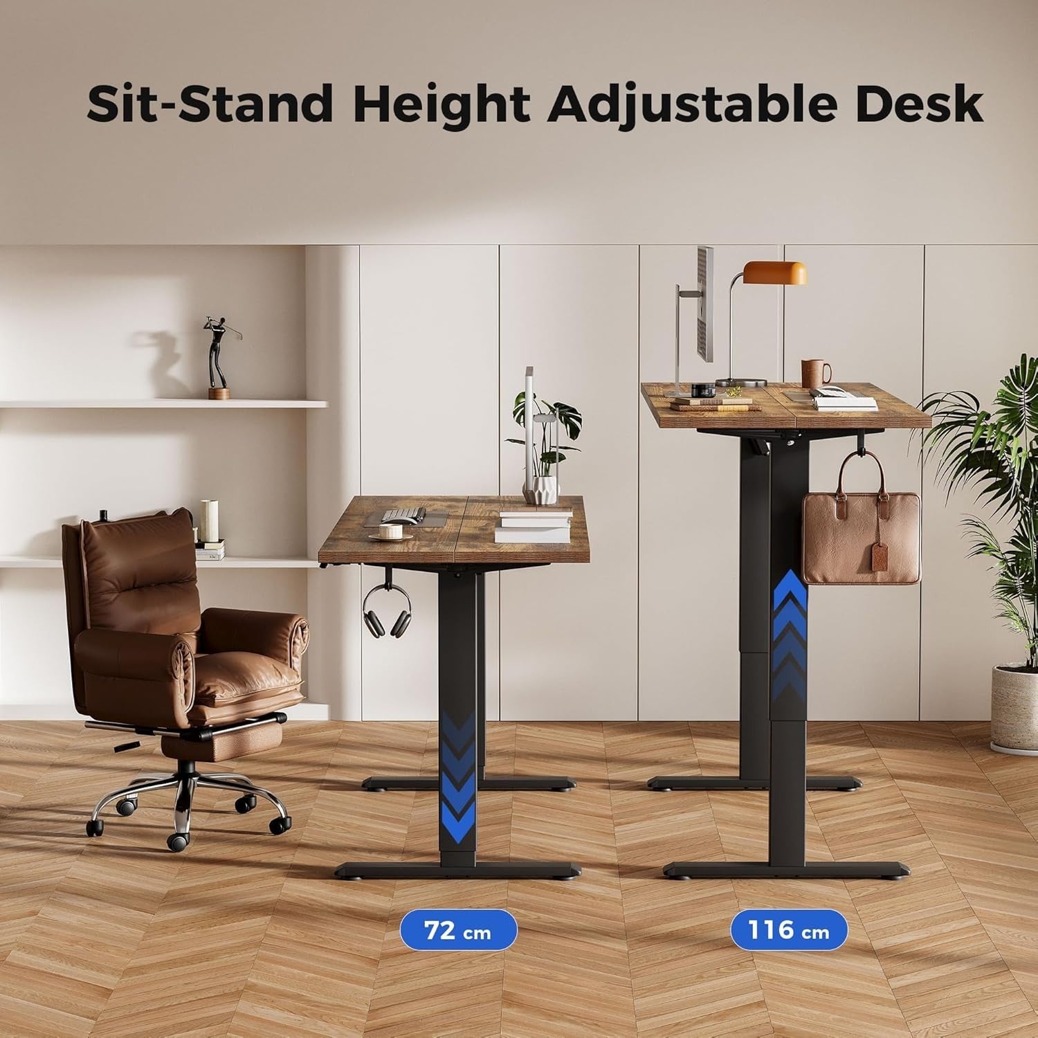 Electric Height Adjustable Standing Desk 120x60cm Sit Stand Table Brown
