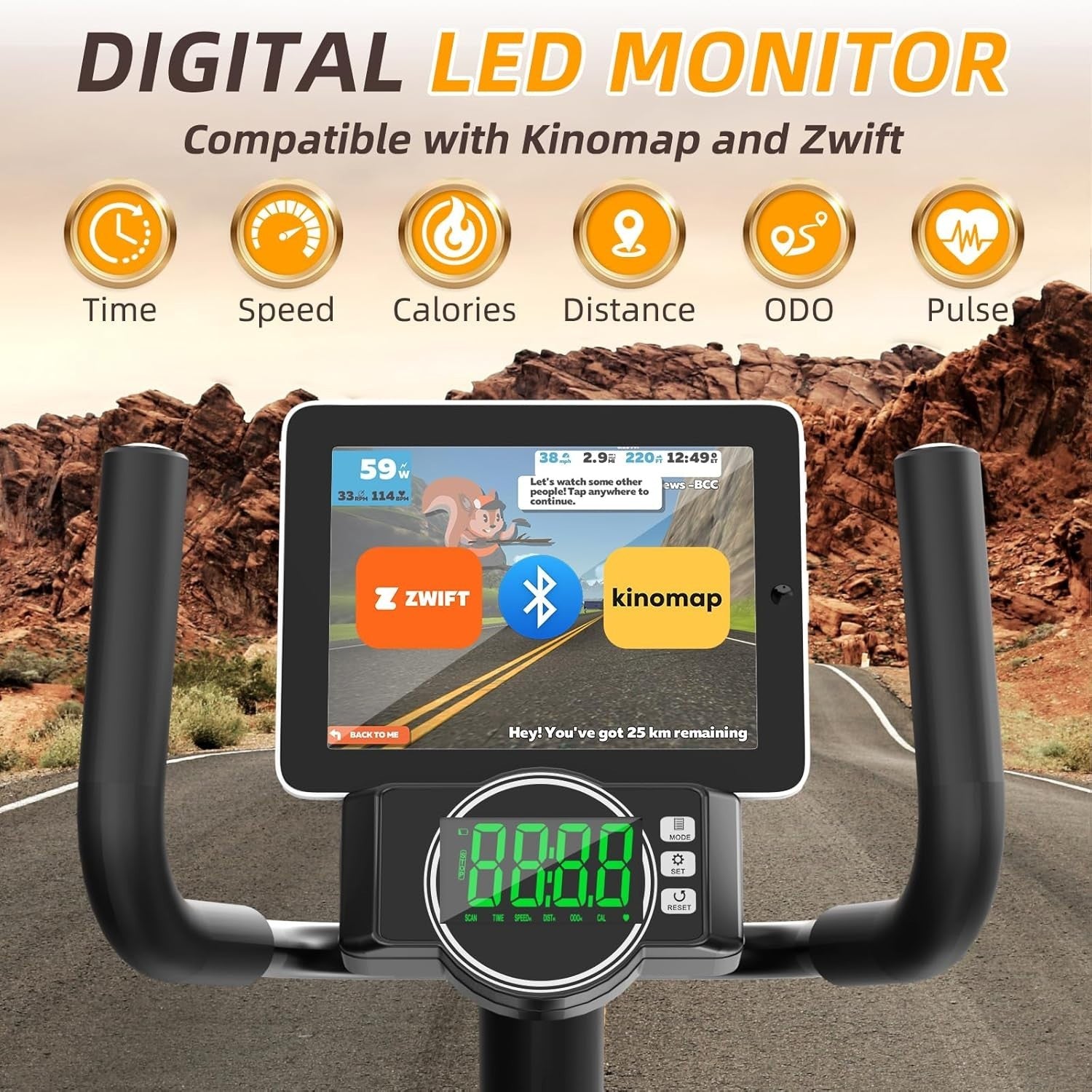 Recumbent Exercise Bike 400LB Magnetic Bluetooth LED Heart Rate Adjustable Seat