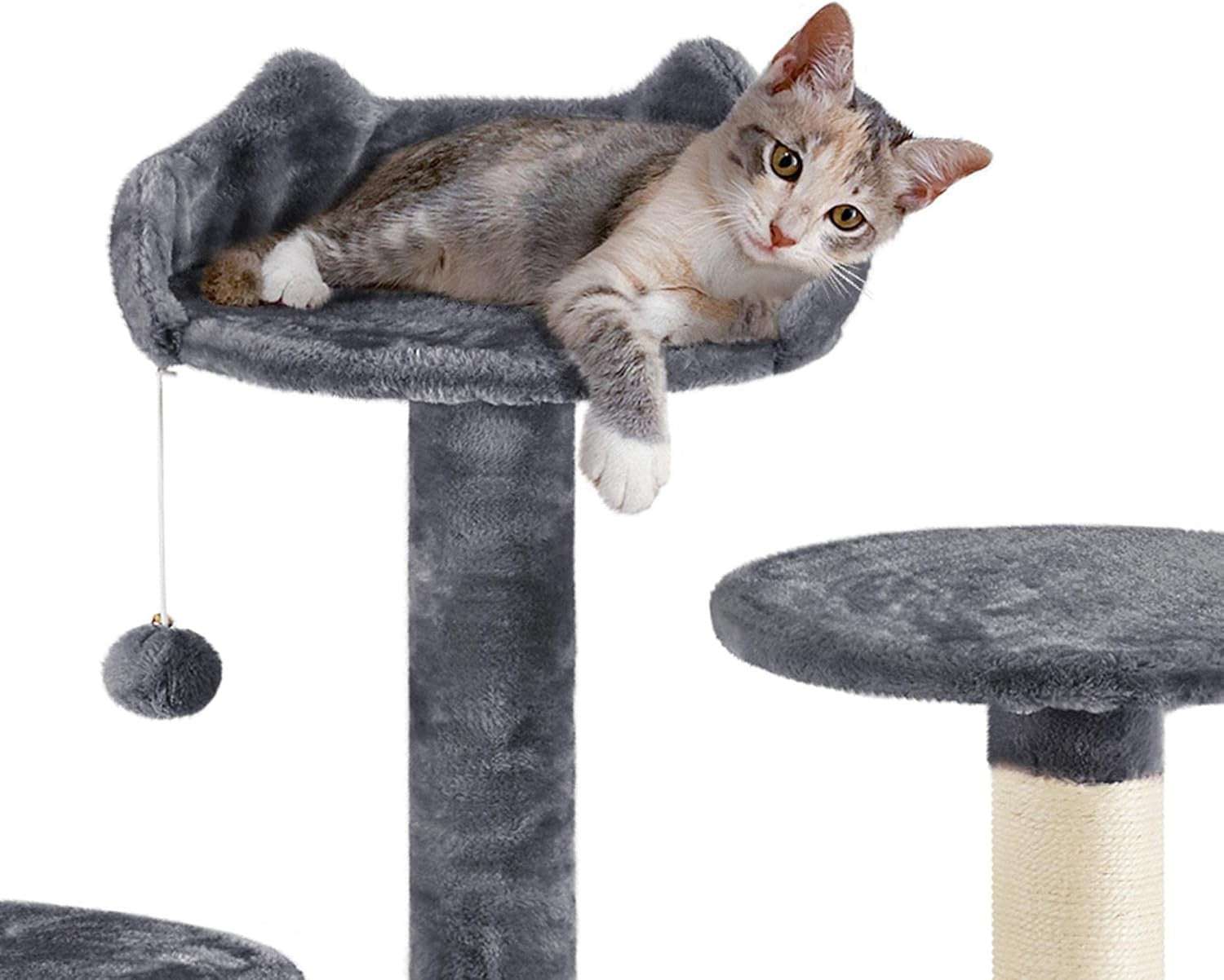 Tall Cat Tree 178cm Multi Level Scratching Tower with Caves Dark Grey