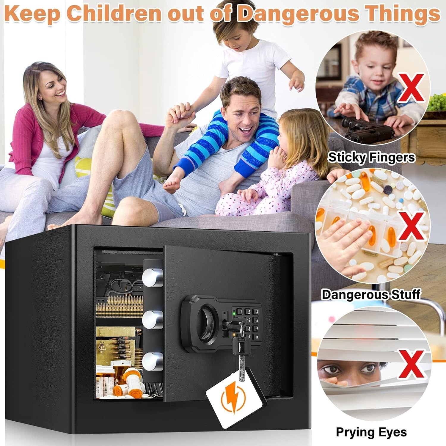 Fireproof Digital Safe Box 22L Anti Theft Cash Document Security