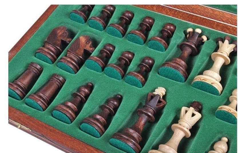 Luxury 16" Wooden Chess Set Handmade Board & Carved Pieces – Gift Classic