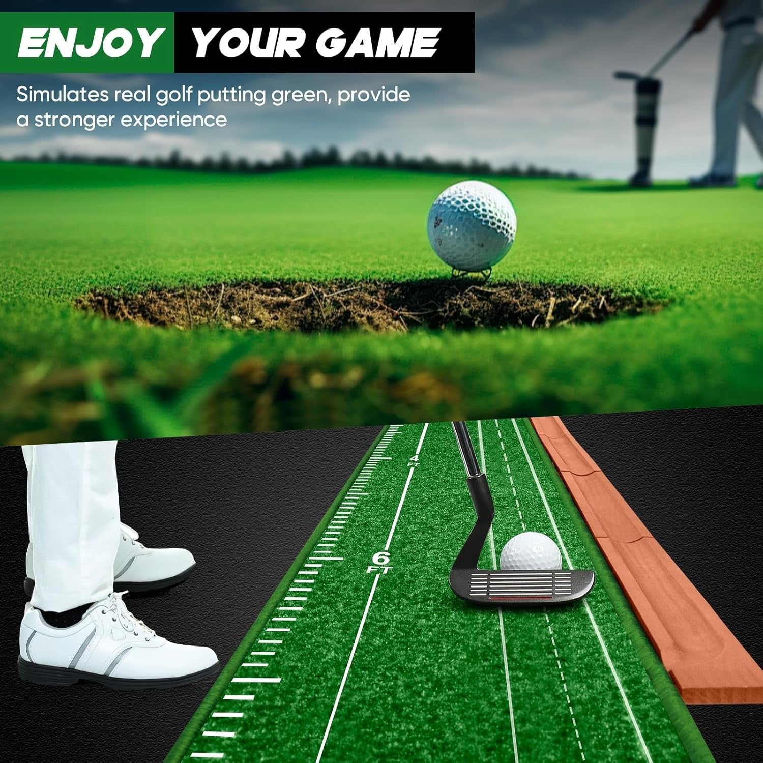 Indoor Golf Putting Mat Trainer Automatic Ball Return Practice Set