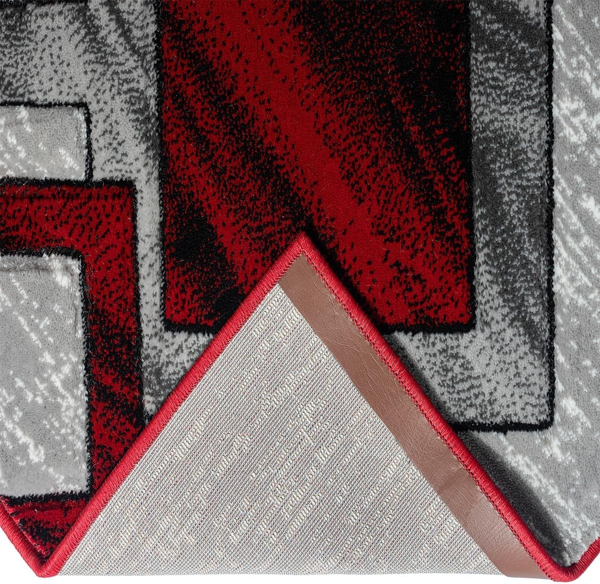 Large Red Abstract Area Rug 160x230cm Soft Modern Living Room Carpet