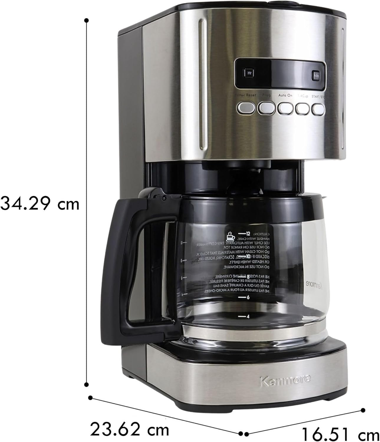12-Cup Filter Coffee Machine 1.8L Digital Timer Auto Shut-Off Stainless