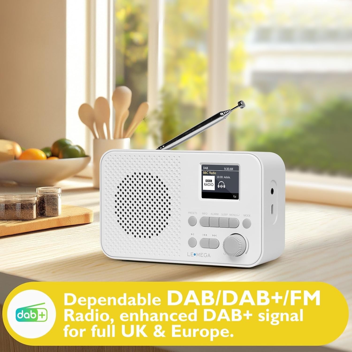 Portable DAB+ Bluetooth Radio FM USB Rechargeable Alarm Clock