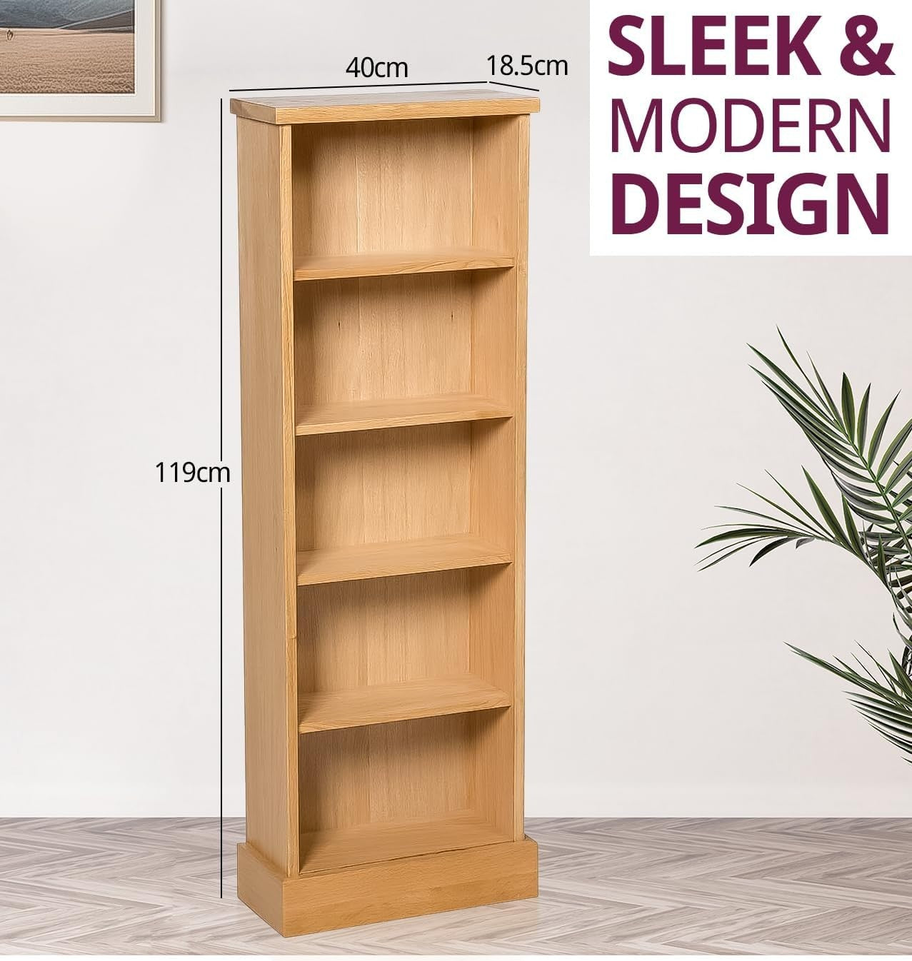 Solid Oak DVD CD Storage Cabinet 5 Tier Media Shelf Holds 120 Discs