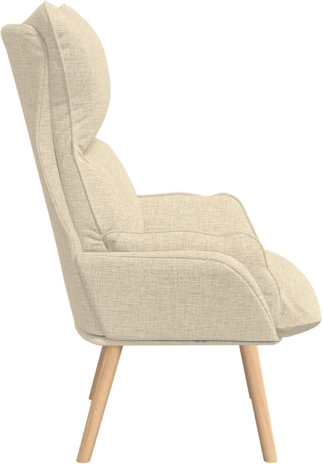 Ergonomic Cream  Recliner Chair with Removable Cushion & Wooden Legs