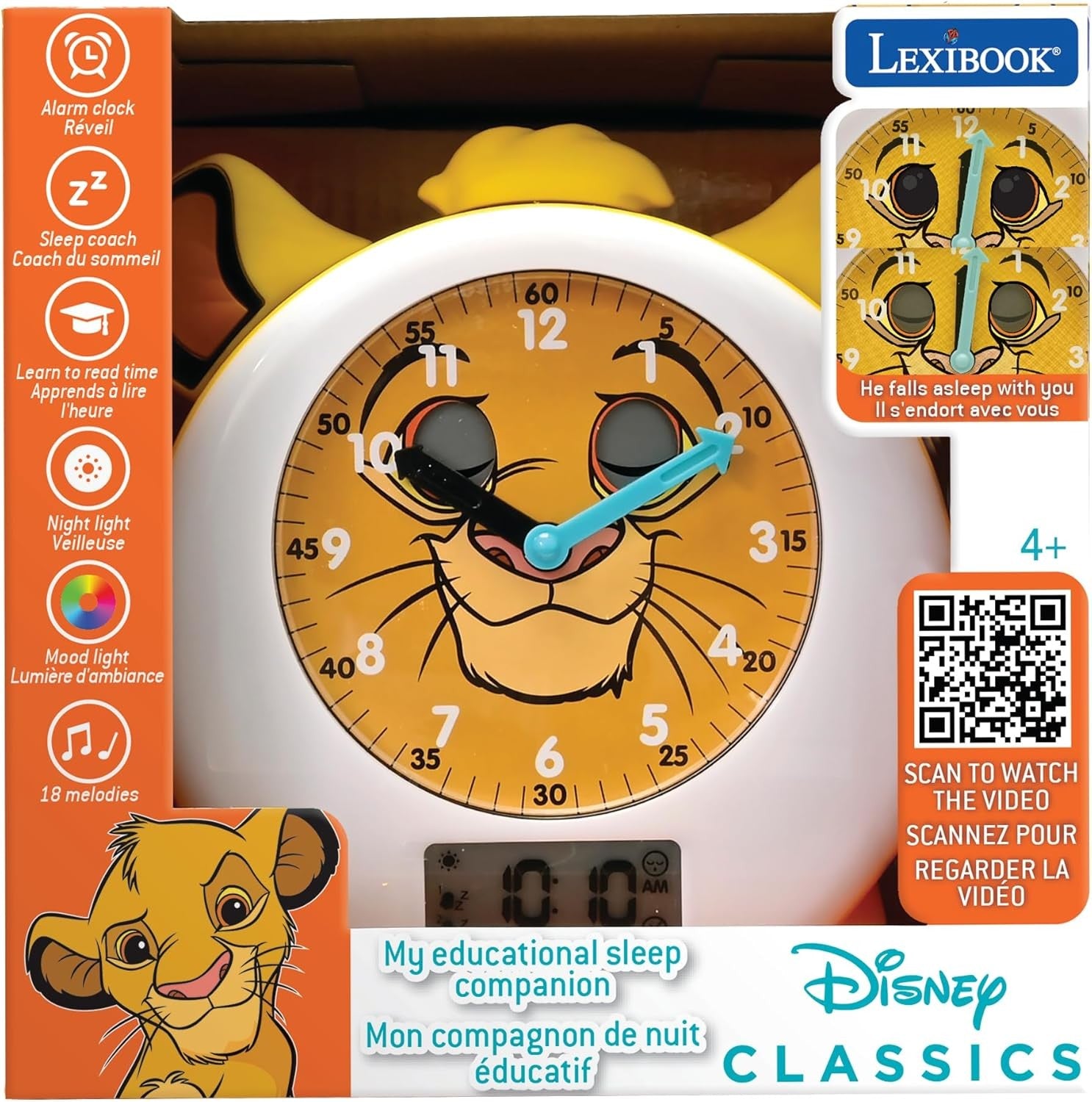 Yellow Kids Sleep Alarm Clock Night Light Dawn Simulator Dual Time Display