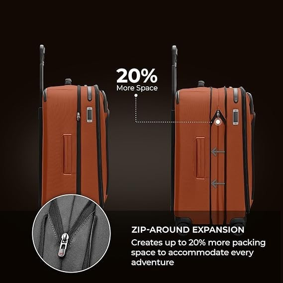 26” Medium Expandable Spinner Suitcase Smooth Wheels Travel Luggage