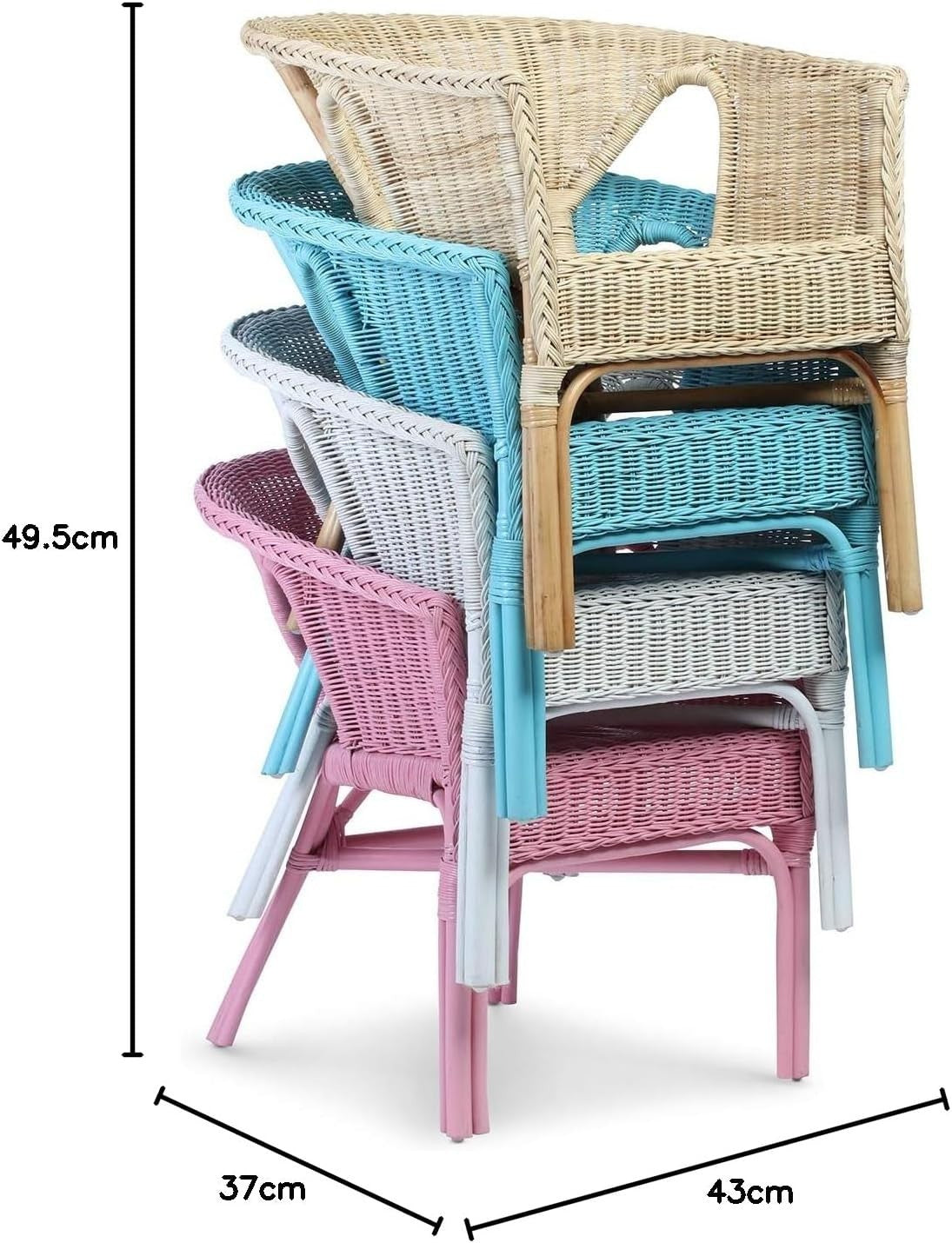 Kids Indoor Loom Chair Rattan Lightweight Stackable Toddler Seat White