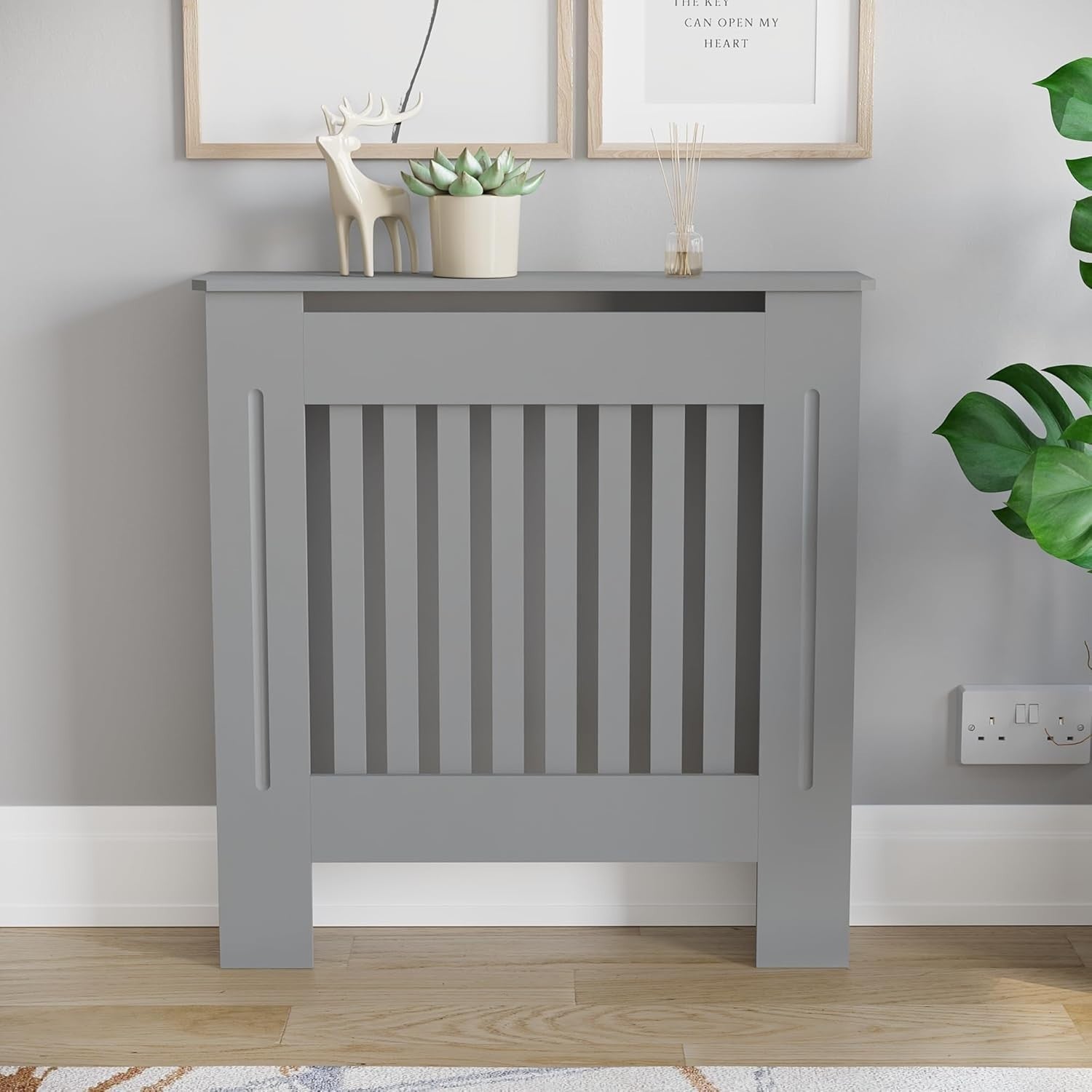 Small Olive Grey Radiator Cover Cabinet Modern MDF Heater Cover