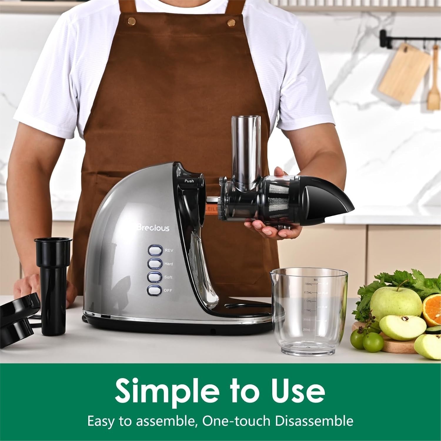 Cold Press Juicer Slow Masticating 2 Speed Quiet Reverse BPA Free