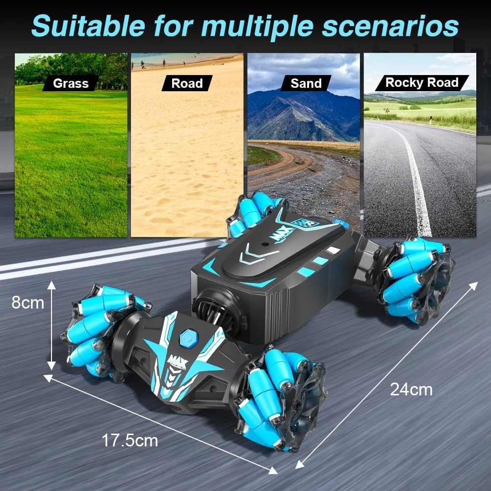 RC Stunt Car 360° Drift 4WD – Gesture & Remote Control, LED Spray Toy Gift