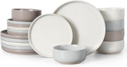 18pc Stoneware Dinnerware Set Plates Bowls Speckled Multicolor for 6
