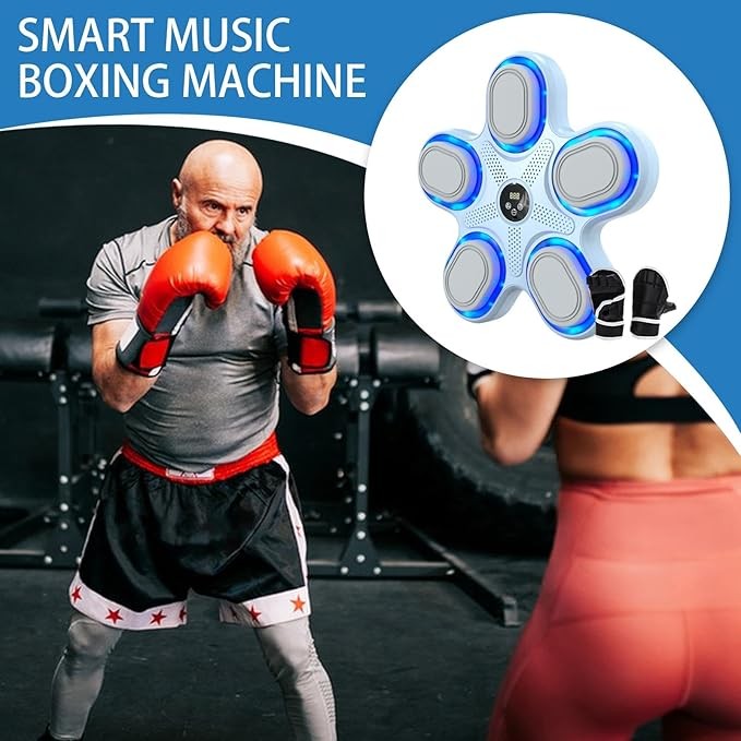 Music Boxing Machine Wall Mounted LED Smart Punch Trainer Gloves Home Gym