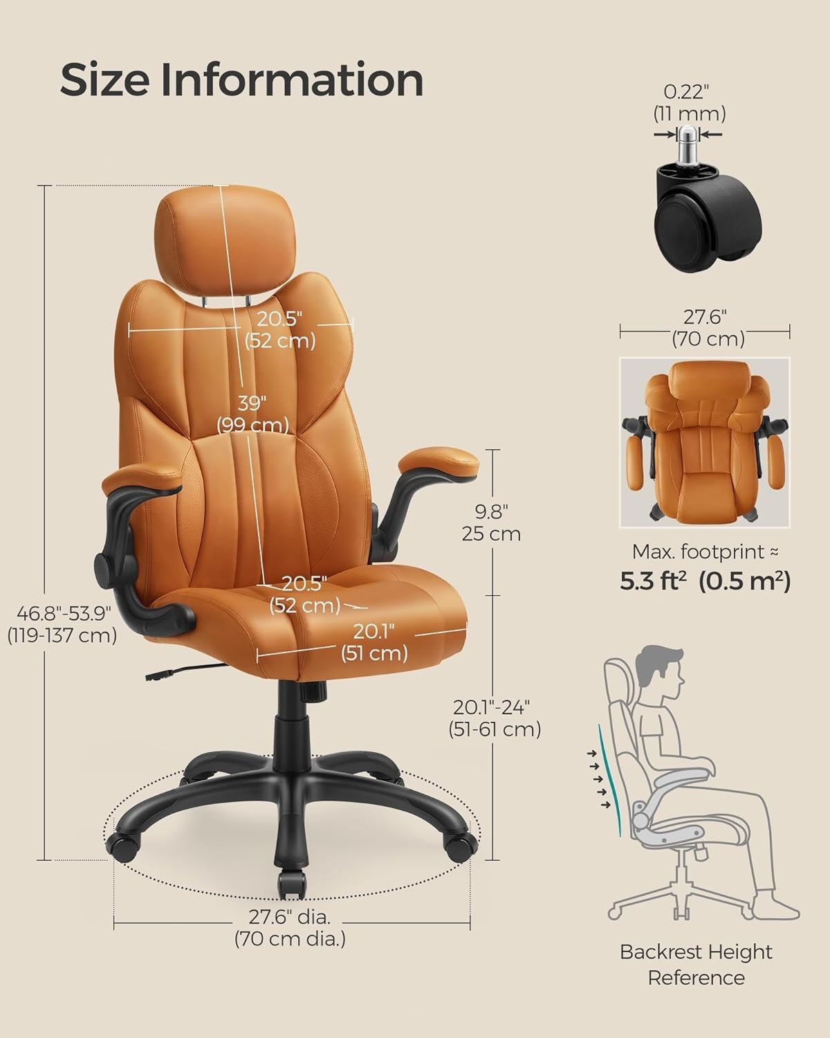Executive Office Chair Faux Leather Swivel Adjustable Height Tilt Mode 150KG Max