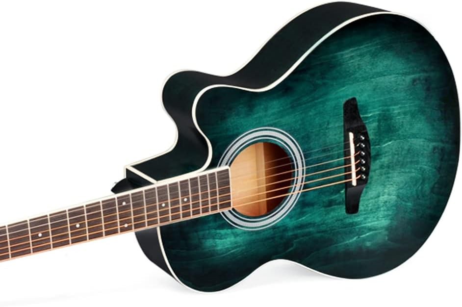 40" Acoustic Guitar Beginner Starter Kit Steel String Blue Green