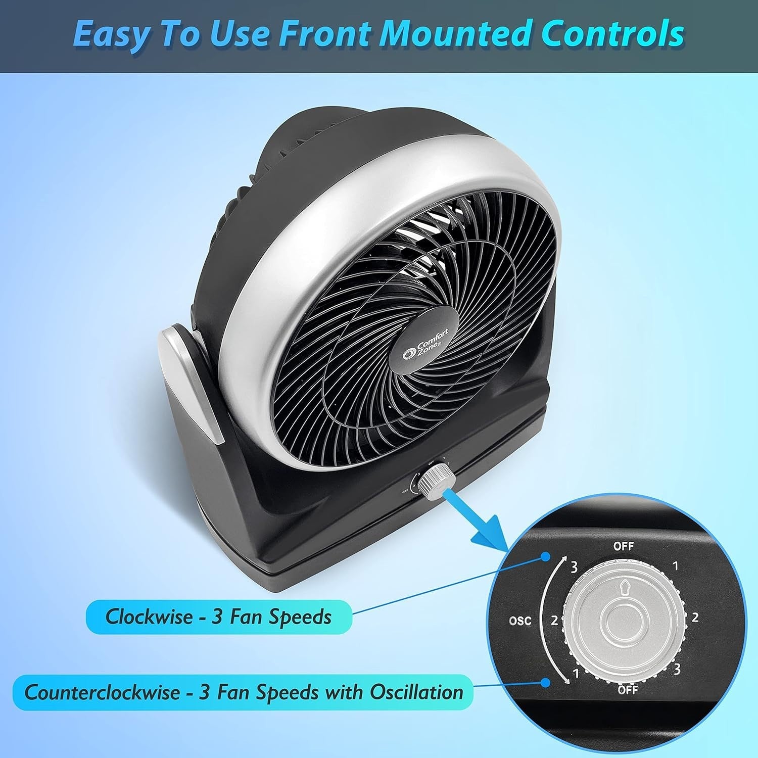 8" Oscillating Desk Fan – 180° Tilt 3-Speed Quiet Air Circulator for Home Office