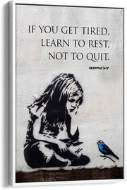 Banksy Blue Bird Girl Quote Canvas Wall Art Framed 12x8in Modern Decor