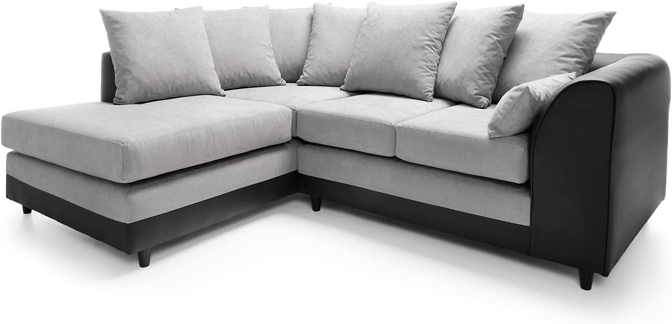 Modern L-Shaped Corner Sofa 4-Seater with Removable Cushions & Wood Frame