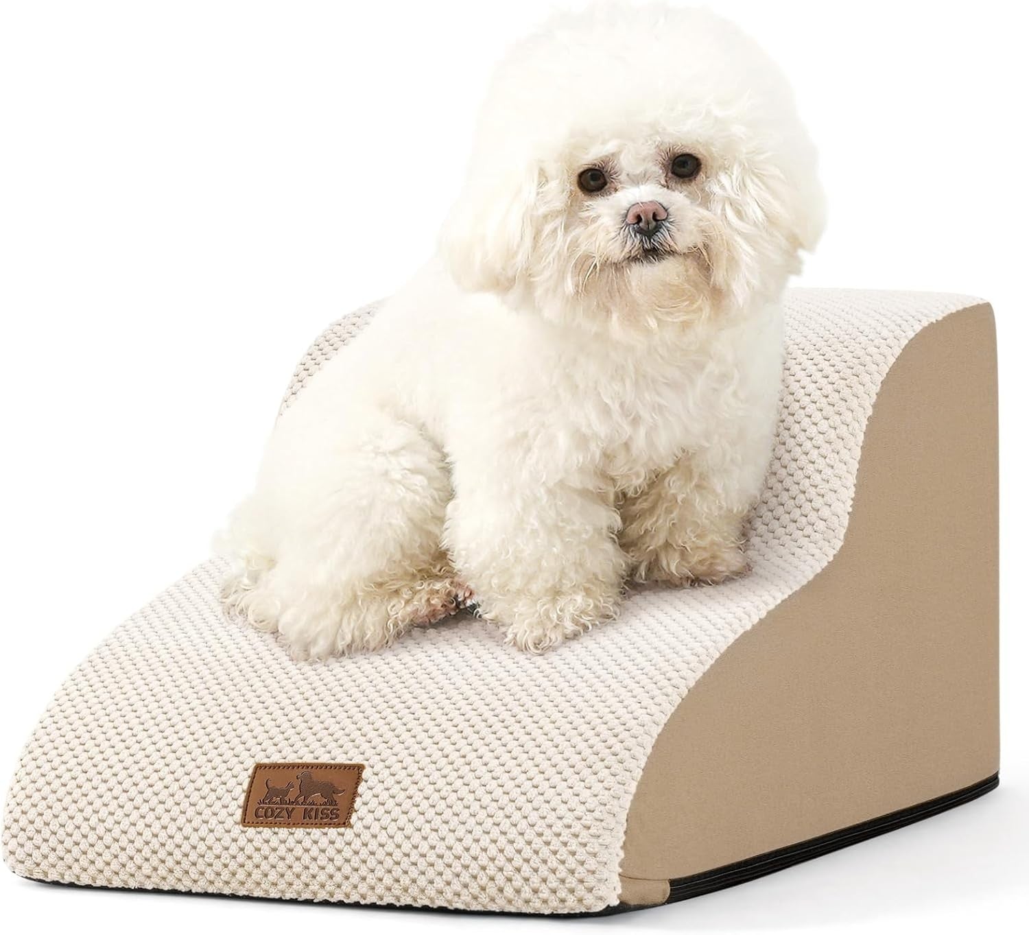 Dog Steps for Small Dogs 2-Step Pet Ramp Ladder Foam Ramp with Plush Cover