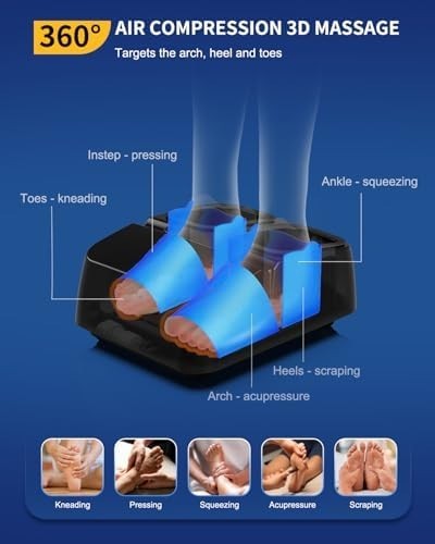 Shiatsu Foot & Calf Massager with Heat, Deep Kneading & Air Compression