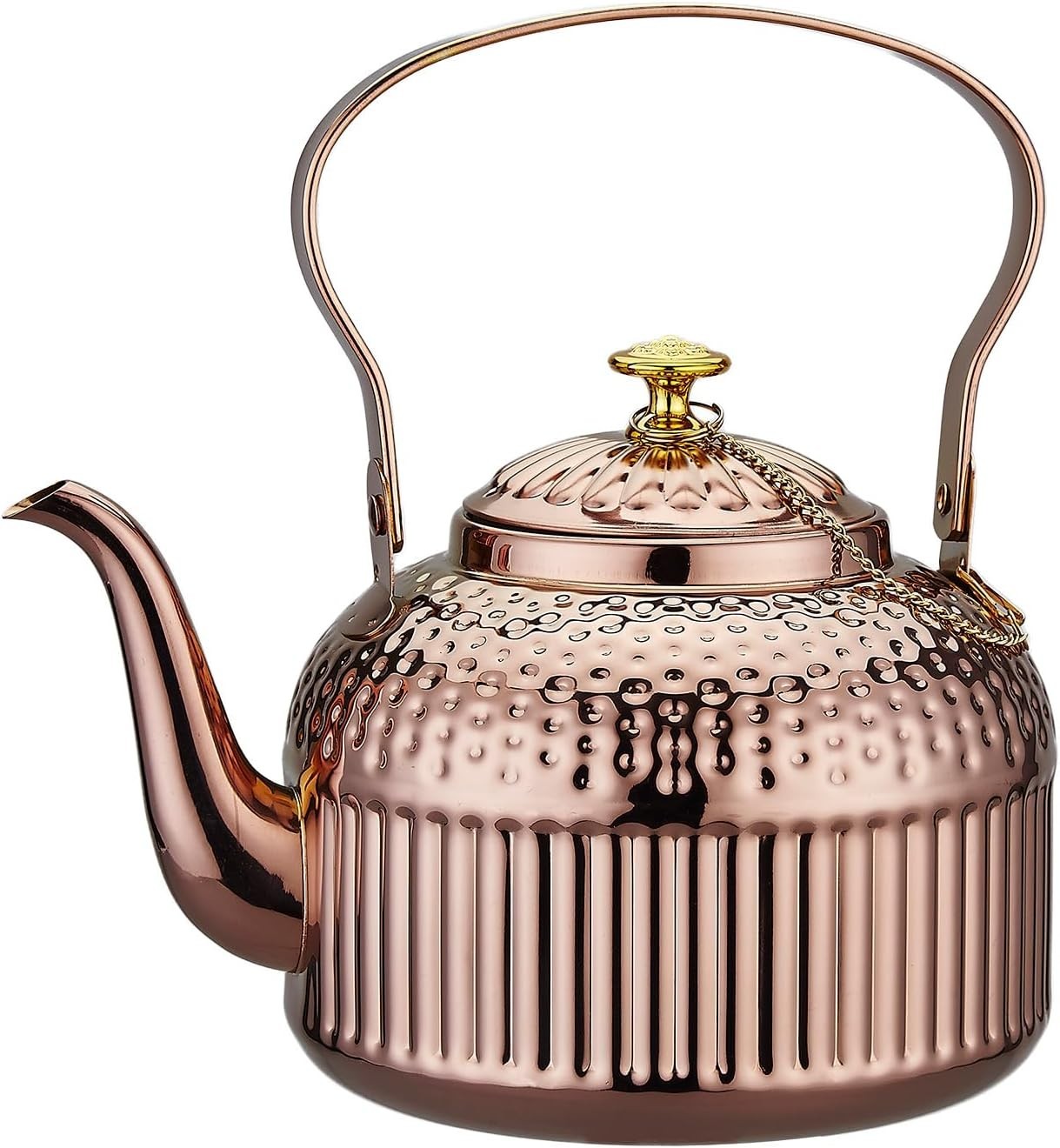 Copper Stainless Steel Teapot 1.2L Infuser Loose Leaf Tea Pot 6 Cups