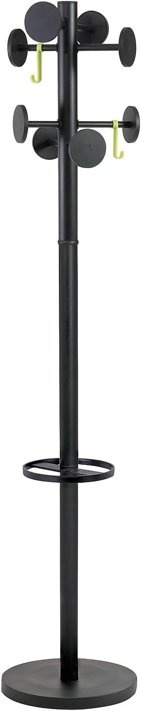 Metal Coat Stand Black 8 Hooks | Adjustable Hat Rack with Umbrella Base