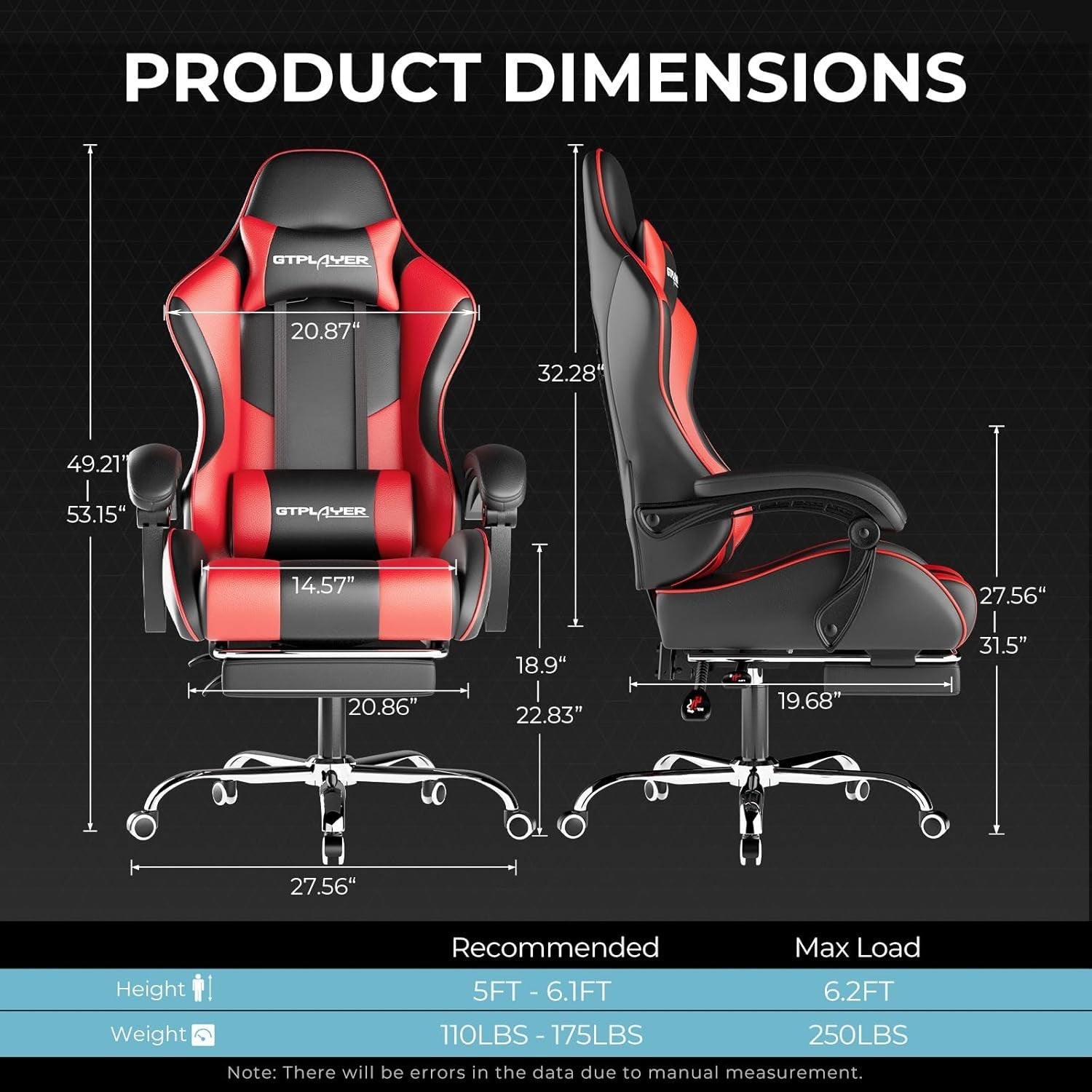 Ergonomic Gaming Chair with Footrest Massage Reclining Red PC Seat