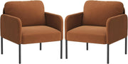 Velvet Upholstered Accent Armchair Padded Lounge Chair Orange