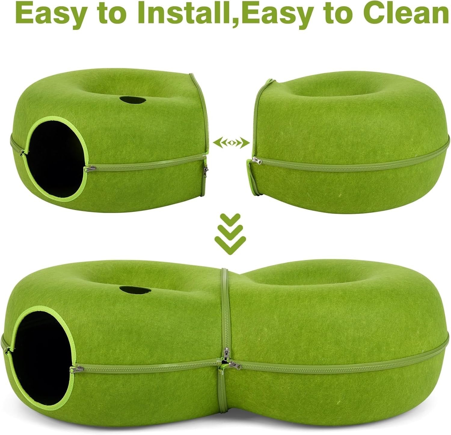 Figure 8 Cat Tunnel Bed Large Peekaboo Cave w 12 Toy Balls Green