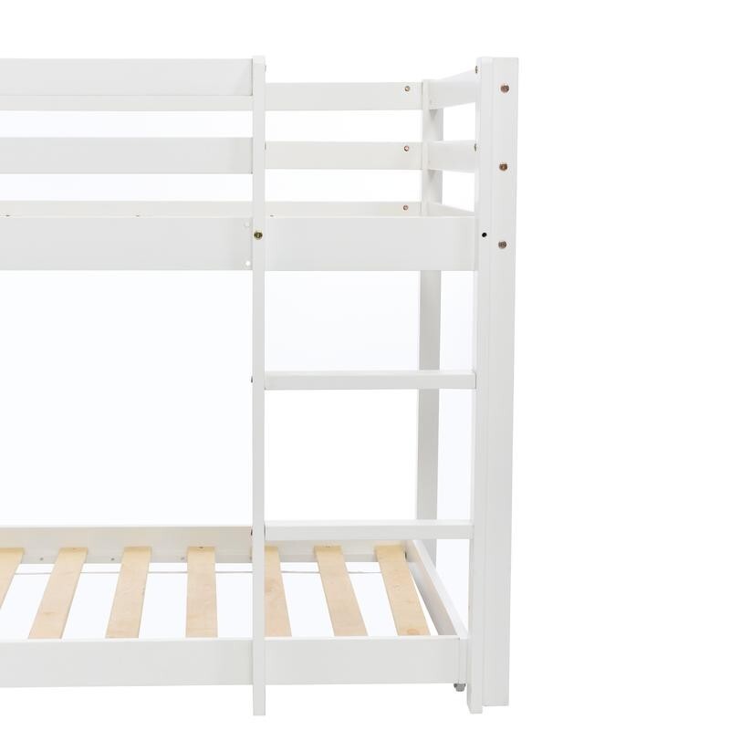 Kids Cabin Bunk Bed with Slide & Ladder Adjustable Wood Frame White 90x200