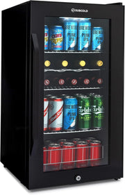 LED Beer Fridge Glass Door Touch Control Lockable Under Counter Drinks Cooler