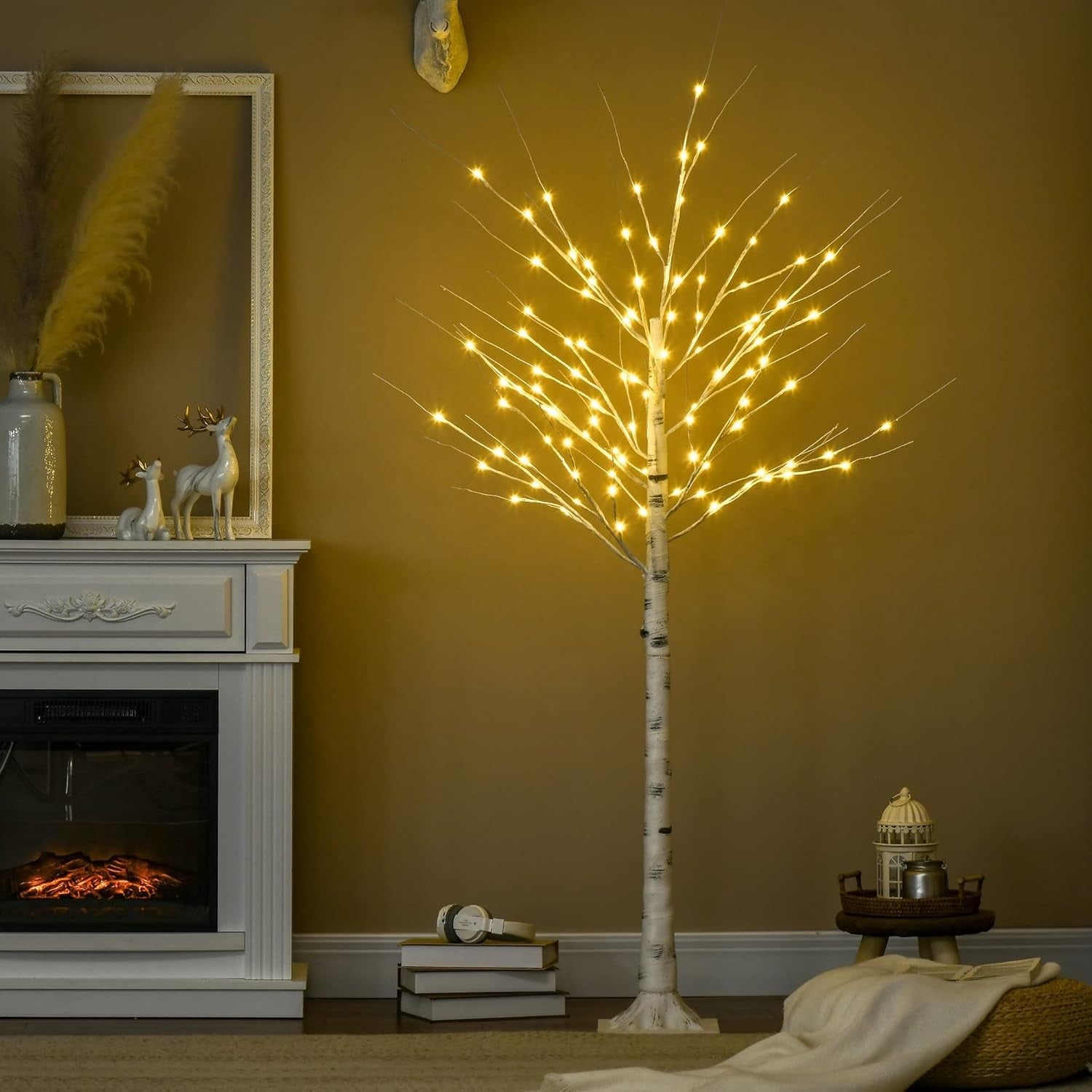 180cm Pre-Lit White Birch Tree Light Warm LED Indoor Outdoor Home Garden Decor